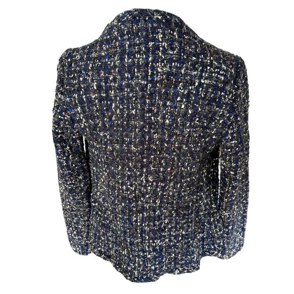 Women’s M Maison 123 Paris Tweed Cropped Zip Jacket Black Blue Metallic - Picture 5 of 6